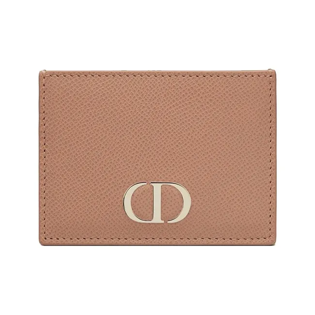 DIOR 30 Montaigne Grained Cow Leather Card Clip Card Holder Women's Rose Pink-0