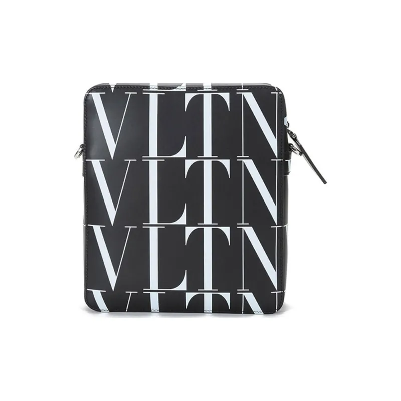 Valentino Cow Leather Crossbody Bag, Shoulder Bag Men's Black White-3