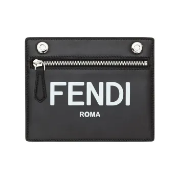 FENDI Peekaboo Calfskin Card Holder Card Holder Men's Black