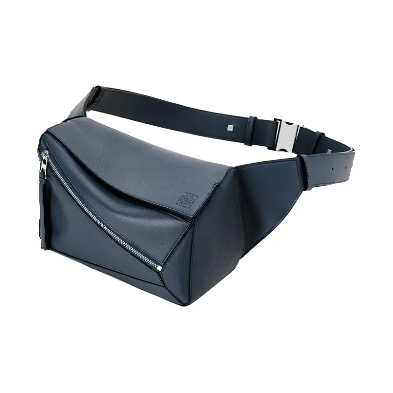 LOEWE Puzzle Classic Cow Leather Shoulder Bag Crossbody Bag Fanny Pack Small Size Men's Ocean-1