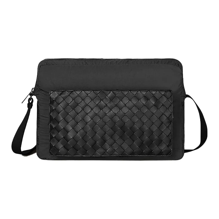 Bottega Veneta Sheepskin Messenger Bag, Shoulder Bag Men's Black-0