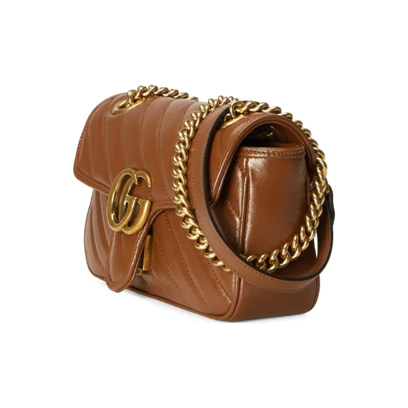 GUCCI GG Marmont Leather Crossbody Bag, Shoulder Bag Women's Brown-1