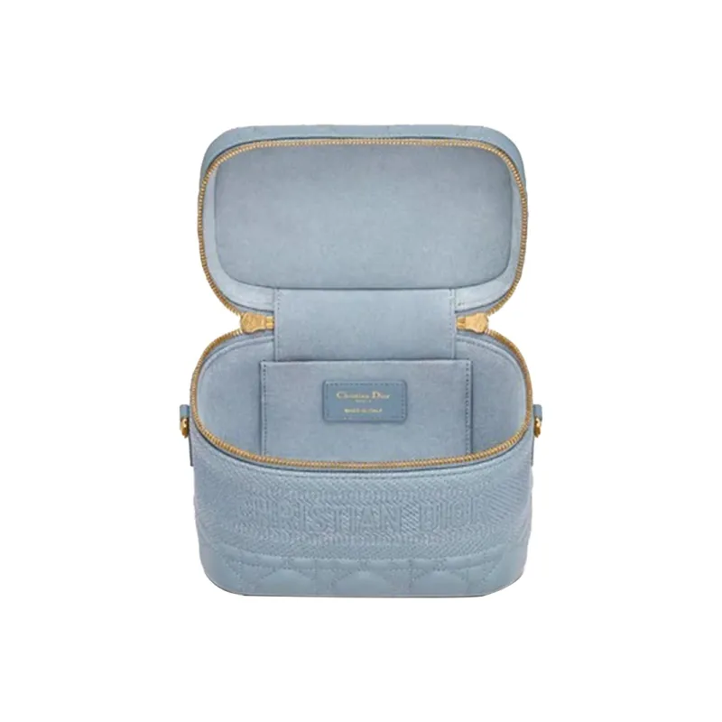 DIOR DiorTravel Cow Leather Shoulder Bag Crossbody Bag Handbag Makeup Bag Small Size Women's Blue-2