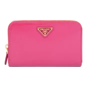 PRADA Leather Wallet Women's Pink/Pink Peony