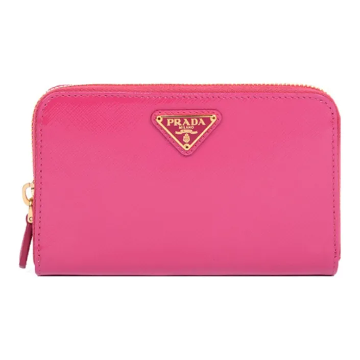 PRADA Leather Wallet Women's Pink/Pink Peony-0