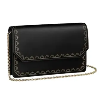 CARTIER GUIRLANDE Calfskin Shoulder Bag Crossbody Bag Women's Black
