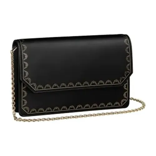 CARTIER GUIRLANDE Calfskin Shoulder Bag Crossbody Bag Women's Black