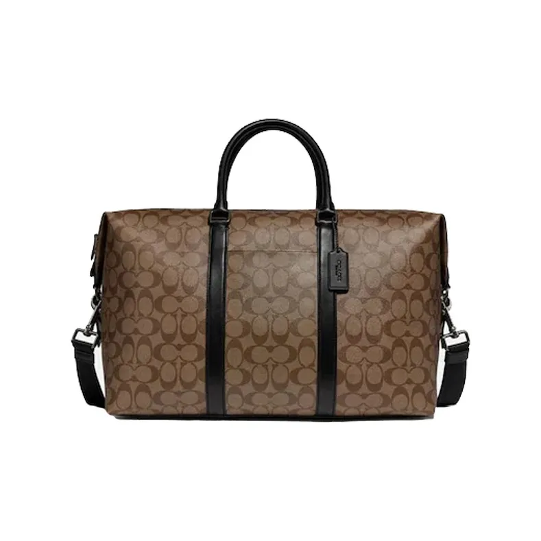COACH Trekker Canvas Travel Bag Large Size Men's Brown Black Multicolor-0