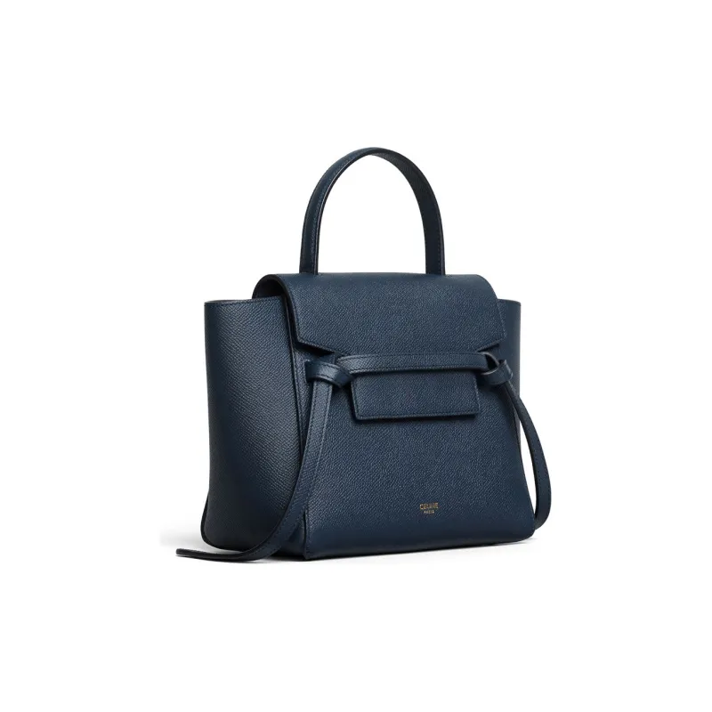 CELINE Belt Grained Cow Leather Handbag One Shoulder Handbags Nano Women's Haze Blue-1