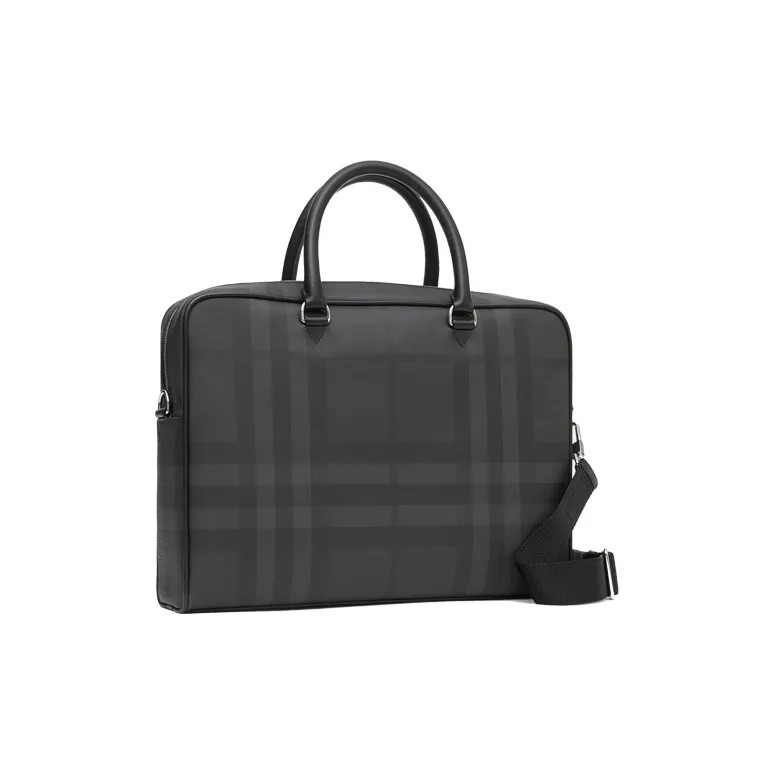 Burberry Leather Briefcase Shoulder Bag Crossbody Bag Handbag Regular Men's Dark Charcoal Gray-1