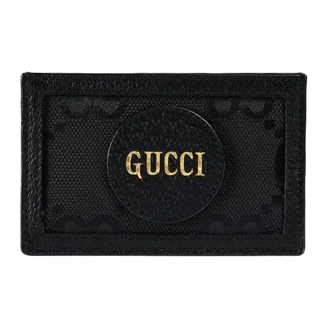 GUCCI Nylon With Leather Card Holder Card Holder Unisex Black-0