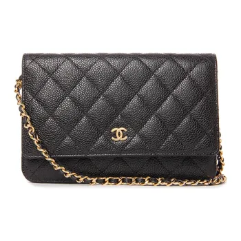 CHANEL WOC Litchi Grain Cow Leather Crossbody Bag Shoulder Bag Women's Black