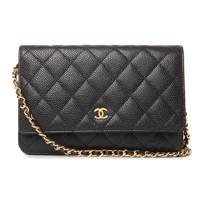CHANEL WOC Litchi Grain Cow Leather Crossbody Bag, Shoulder Bag Women's Black-0