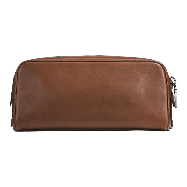 COACH Kitt Cow Leather Toiletry Bag Clutch Medium Size Unisex Brown-2