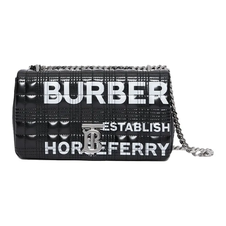 Burberry Lola Lola Bag Coated Canvas Crossbody Bag Shoulder Bag Small Size Women's Black-0
