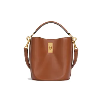 CELINE TEEN BUCKET16 Smooth Calf Leather Bucket Bag, Shoulder Bag, Crossbody Bag, Handbag Small Size Women's Tawny