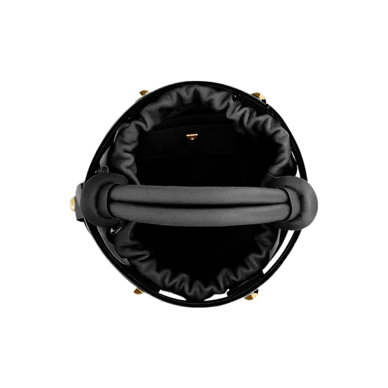 FERRAGAMO CAGE Cow Leather Bucket Bag, Crossbody, One Shoulder Handbag Regular Women's Black-3