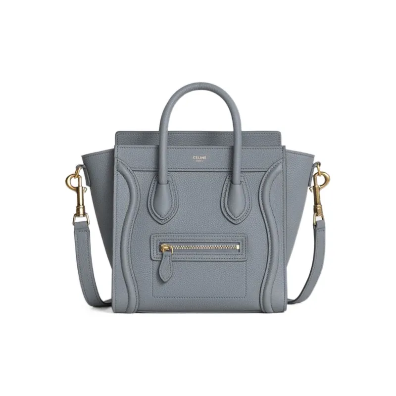 CELINE Luggage Calfskin Shoulder Bag Crossbody Bag Handbag Nano Women's Smoky Gray-0
