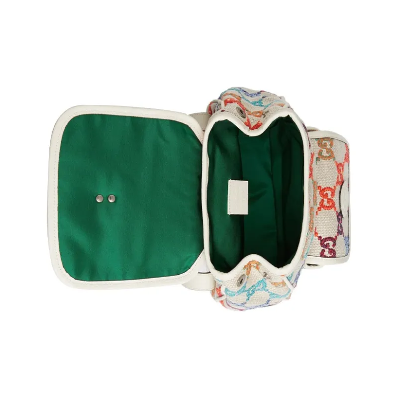 GUCCI Canvas Backpack For Kids' Multicolor/White-6