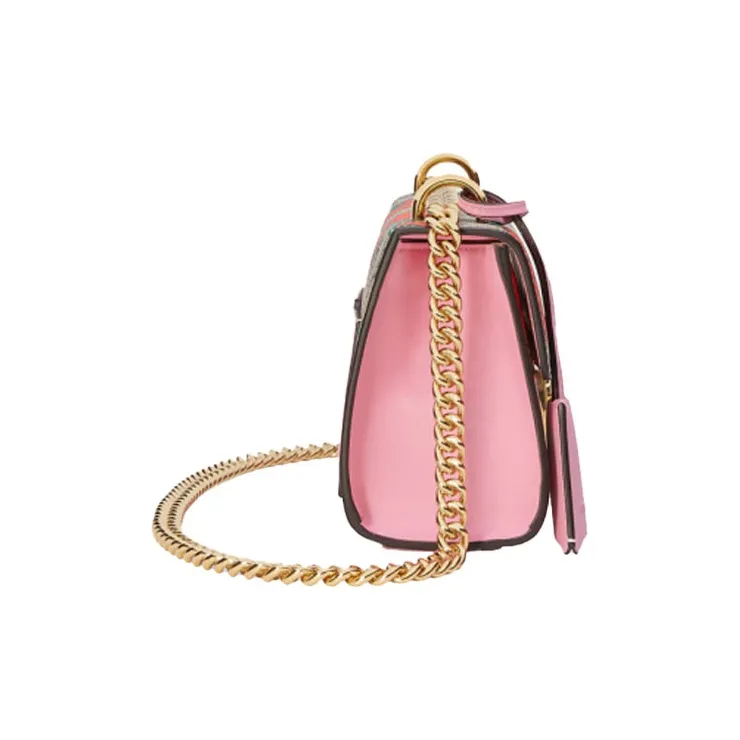 GUCCI Padlock Canvas Box Bag Lock Shoulder Bag Crossbody Bag Small Size Women's Ebony/Pink-2