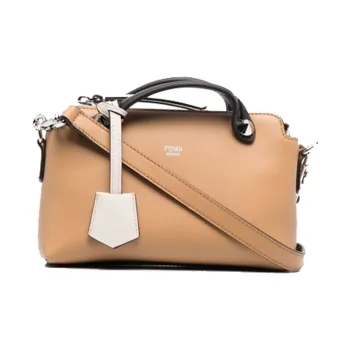FENDI Calfskin Boston Bag Shoulder Bag Crossbody Bag Handbag Mini Women's Light Brown