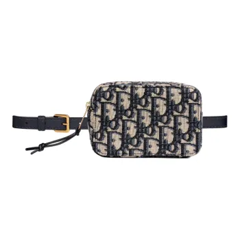 DIOR Canvas One Shoulder Crossbody Fanny Pack Mini Women's Blue