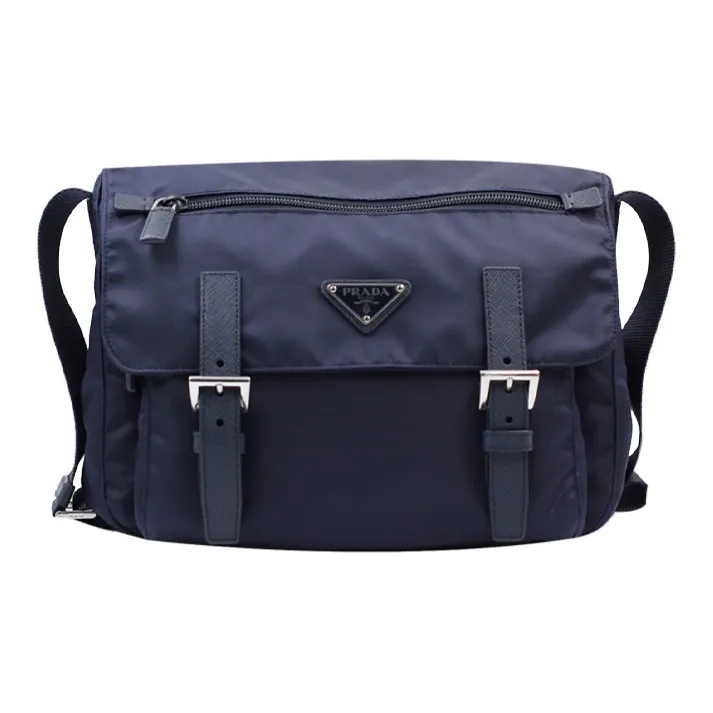 PRADA Nylon Fabric Messenger Bag Shoulder Bag Crossbody Bag Unisex Navy-0