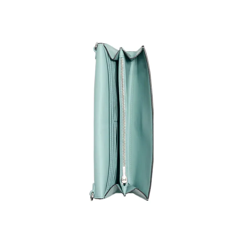 COACH Pebbled Leather Envelope Bag, Shoulder Bag, Crossbody Bag Medium Size Women's Black & Mint Green-2