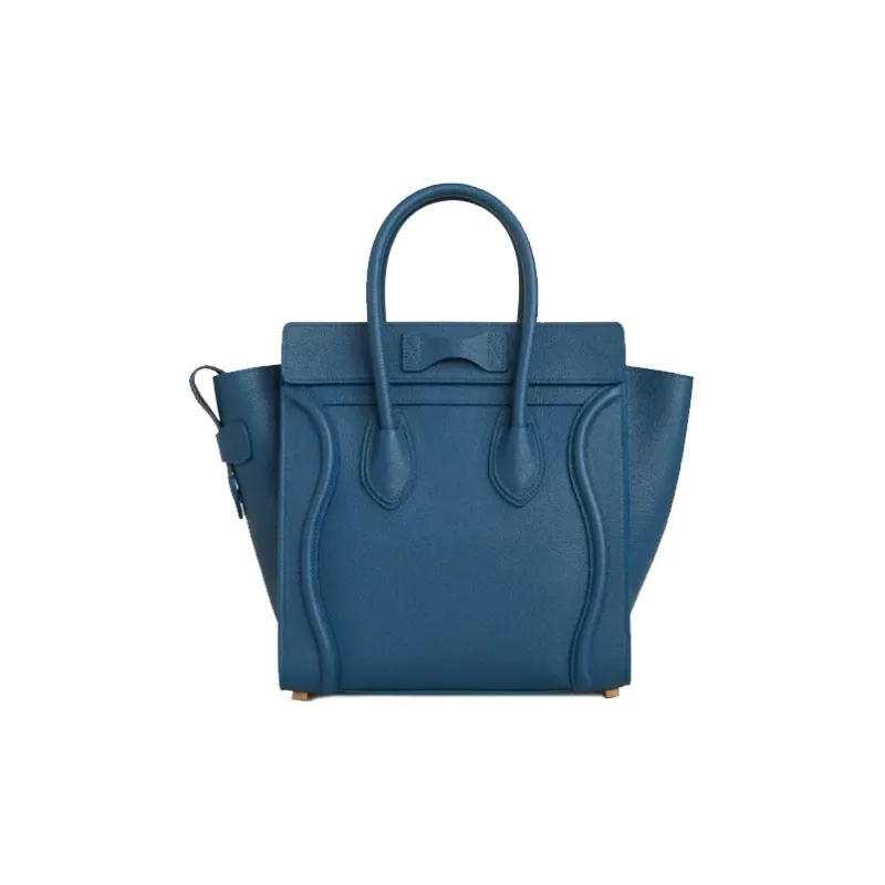CELINE Luggage Cow Leather Handbag Extra Small Women's Gasoline Blue-1