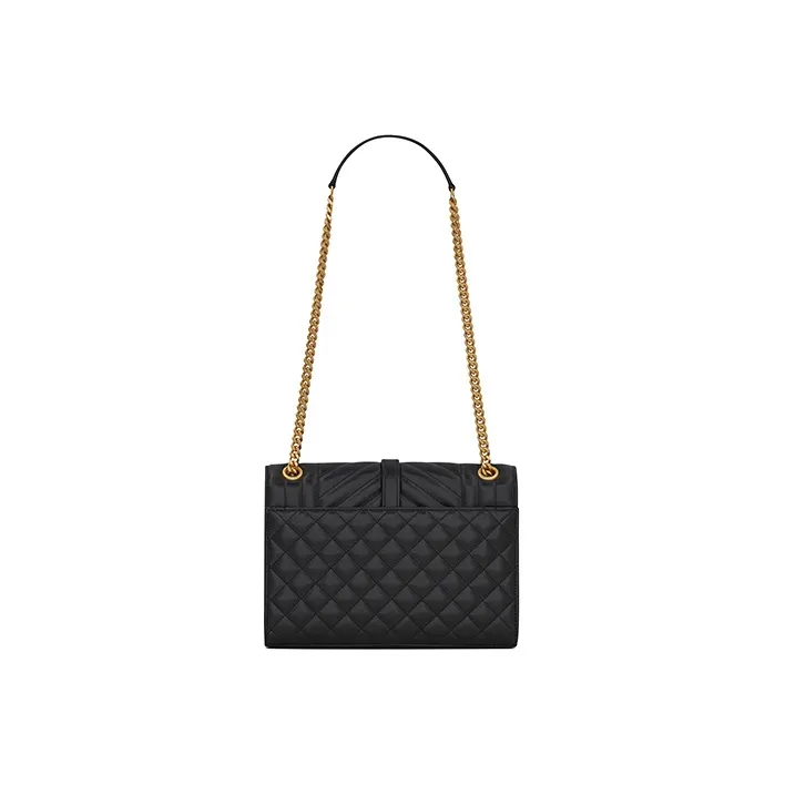 SAINT LAURENT Envelope Bag Medium Matelasse Leather Noir-2