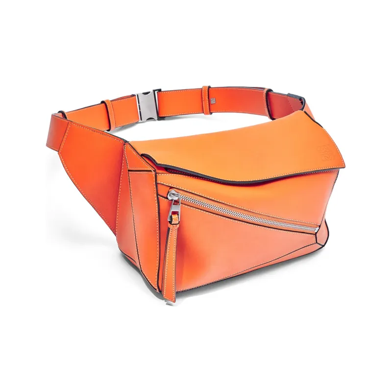 LOEWE Puzzle Smooth Calf Leather Fanny Pack Small Size Men's Orange-3