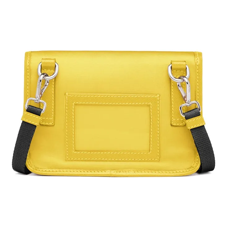PRADA Fabric With Leather Cell Phone Pouch Crossbody Bags Unisex Yellow-1