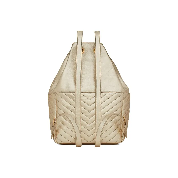 SAINT LAURENT Calfskin Backpack Women's Light Pink/Light Gold-1