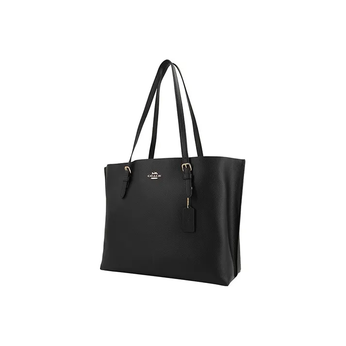 COACH Mollie Leather Tote Bag, Shopping Bag, Handbag, Shoulder Bag Large Size Women's Black-1