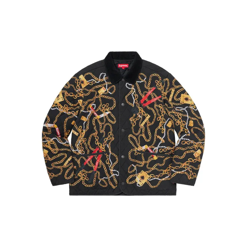 Supreme Chains Quilted Jacket White L - POIZON