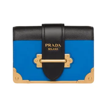 PRADA Cahier Calfskin Shoulder Bag Crossbody Bag Women's Sea Blue/Black