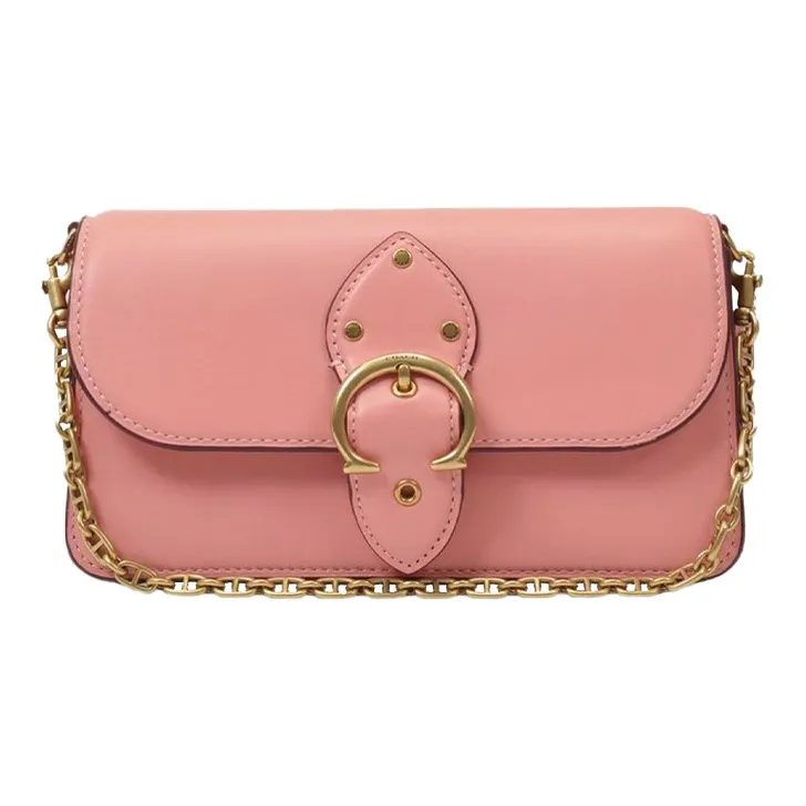 COACH Beat Cow Leather Mouth Cover Bag Crossbody Bag Shoulder Bag Women's Pink-0