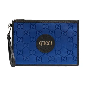 GUCCI Off The Grid Recycled Nylon With Patchwork Leather Clutch Regular Unisex Blue/Black