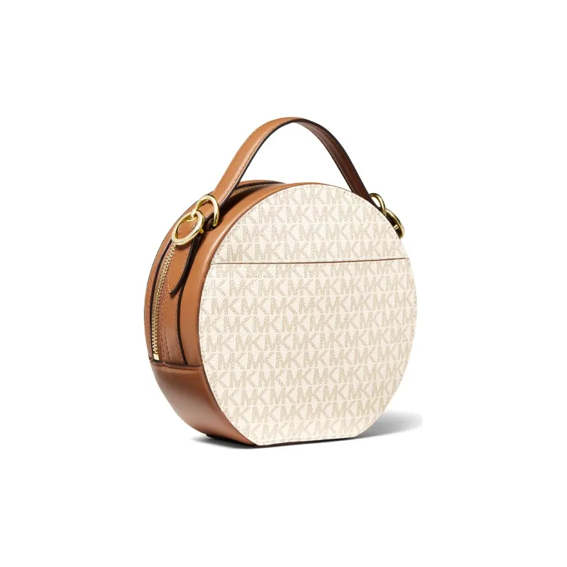 MICHAEL KORS Delaney Cow Leather One Shoulder Handbag Crossbody Bag Medium Size Women's White Brown Multicolor-1