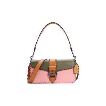 COACH Georgie Leather Underarm Bag, Bacchus Bag, Handbag, Shoulder Crossbody Bag Tubas Women's Pink & Green Brown