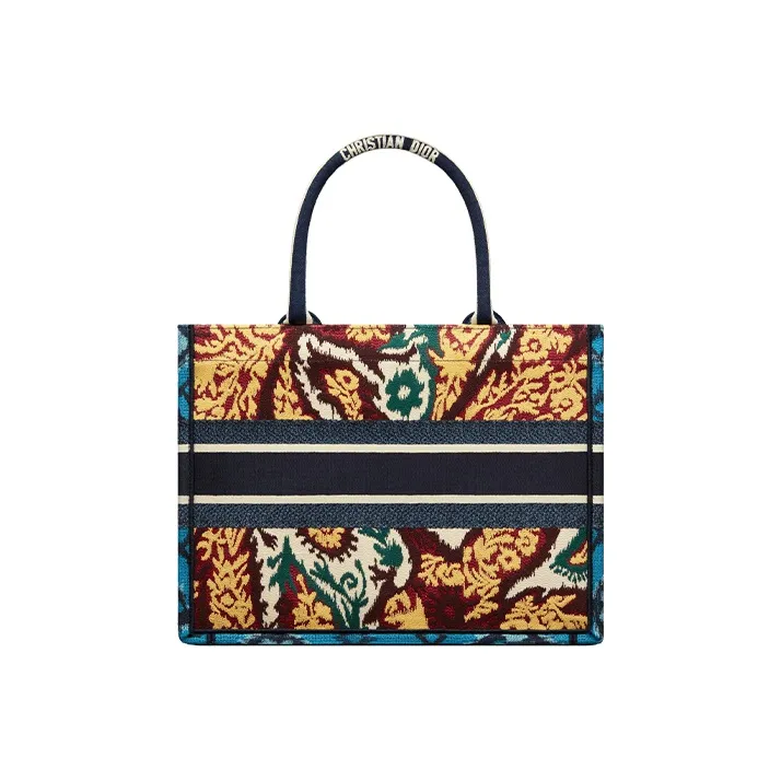 DIOR BookTote Cotton Tote Bag Shopping Bag Handbag Small Size Women's Multicolor-2