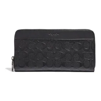 COACH Travel Wallet Cow Leather Wallet Men's Black