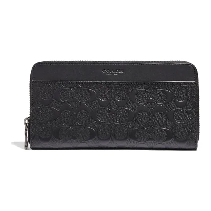 COACH Travel Wallet Cow Leather Wallet Men's Black-0
