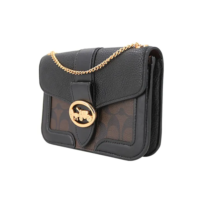 COACH Georgie Leather Small Square Bag Dionysus Shoulder Bag Shoulder Bag Trumpets Women's Dark Brown Monogram-2