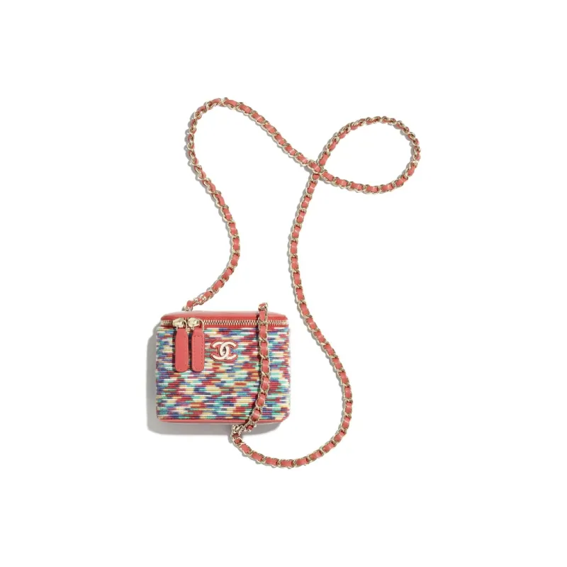 CHANEL Velour And Metal Square Box Clutch Trumpets Women's Pink Multicolor-2