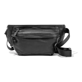 Ace Paul Top Grain Cow Leather Fanny Pack Sling Bag Crossbody Bag Regular Men's Black