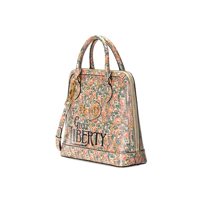 GUCCI Liberty Collaboration Leather Dome Bag, Shoulder Bag, Crossbody Bag, Handbag Medium Size Women's Multicolor-1
