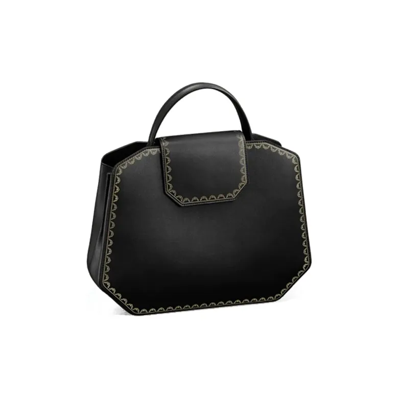 CARTIER GUIRLANDE Calfskin Handbag Shoulder Bag Crossbody Bag Medium Size Women's Black-1