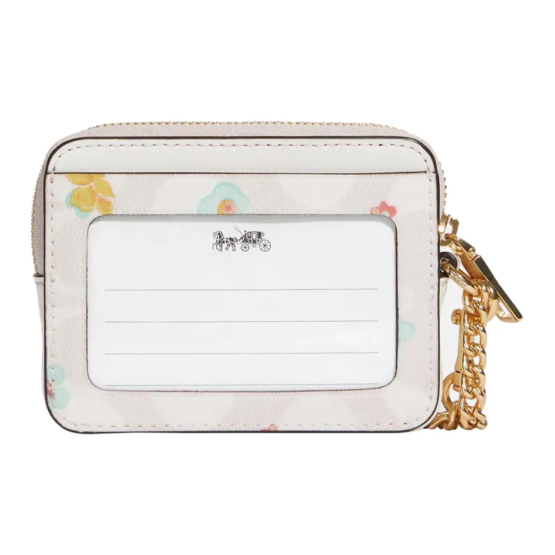 COACH Card Case Coated Canvas With Smooth Leather Card Holder Women's White-1