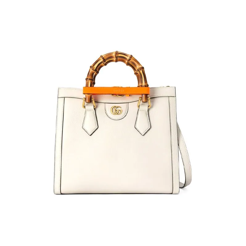 GUCCI Diana Leather Tote Bag Shopping Bag Shoulder Bag Crossbody Bag Handbag Small Size Women's White-0